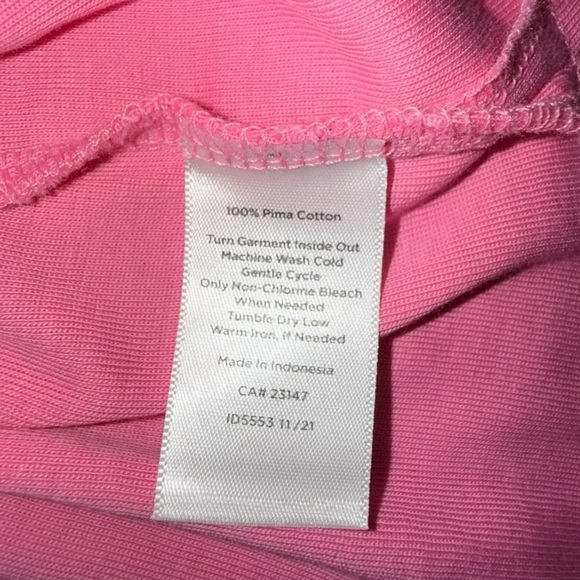 TALBOTS SPLIT NECK COTTON TEE - SOLID PINK - Picture 11 of 12